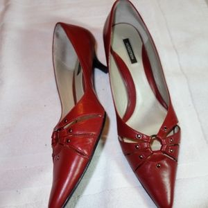 red leather heels